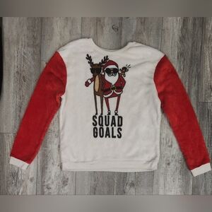 Awake Cozy White Fleece "Squad Goals" Christmas-themed pullover Sweatshirt